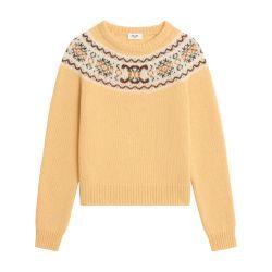 Crew neck sweater in Triomphe Fair Isle wool by CELINE
