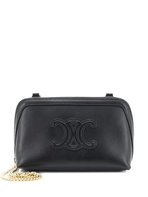Cuir Triomphe Zip Around Chain Clutch Leather crossbody bag by CELINE 