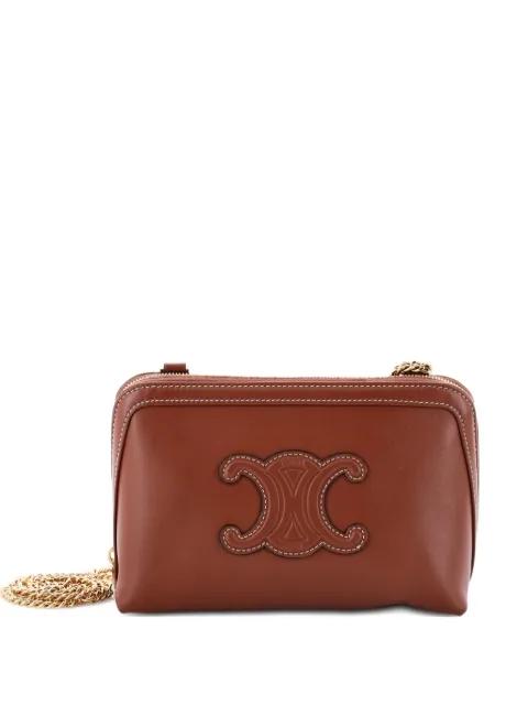 Cuir Triomphe Zip Around Chain Clutch Leather crossbody bag by CELINE 