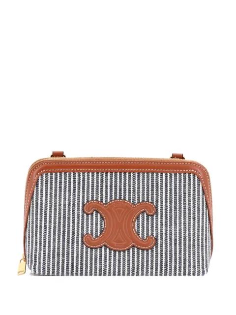Cuir Triomphe Zip Around Chain Striped Canvas clutch bag by CELINE 