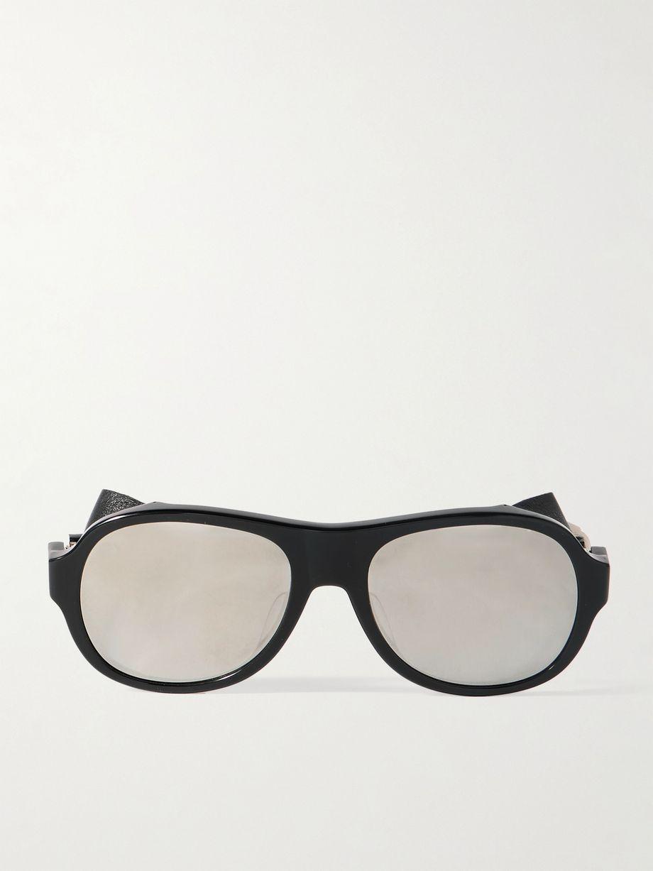 Aviator-style leather-trimmed acetate sunglasses by CELINE EYEWEAR