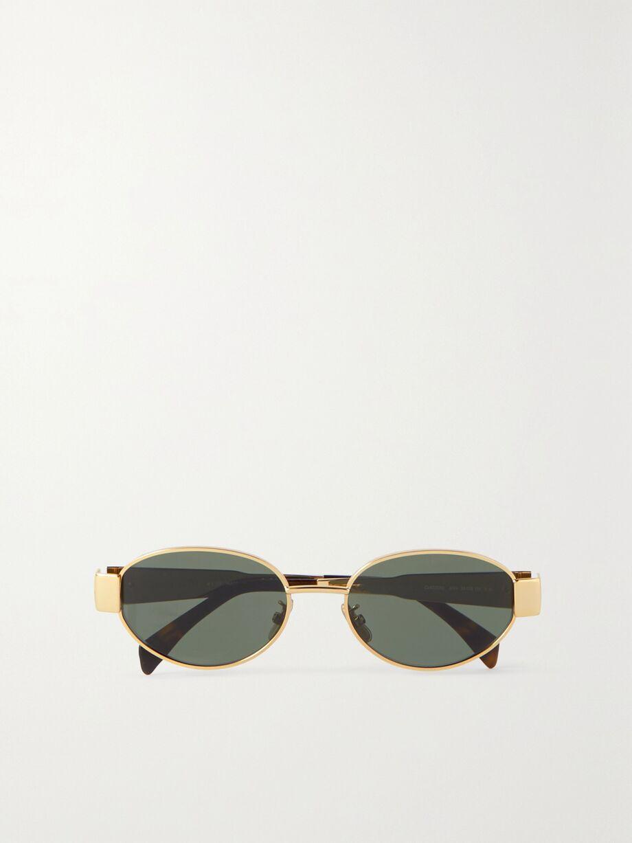Oval-frame gold-tone and tortoiseshell acetate sunglasses by CELINE EYEWEAR