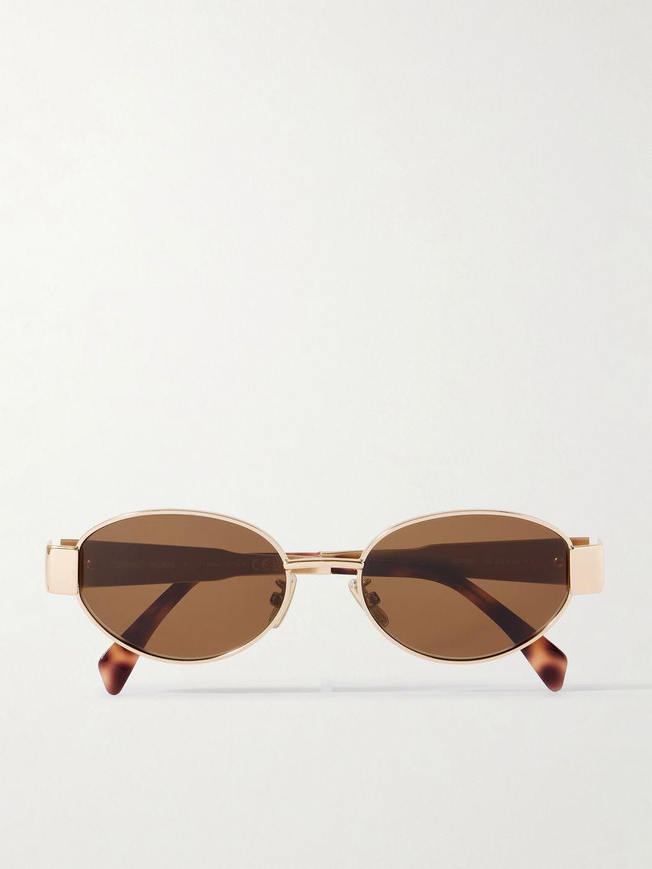 Oval-frame rose gold-tone and tortoiseshell acetate sunglasses by CELINE EYEWEAR