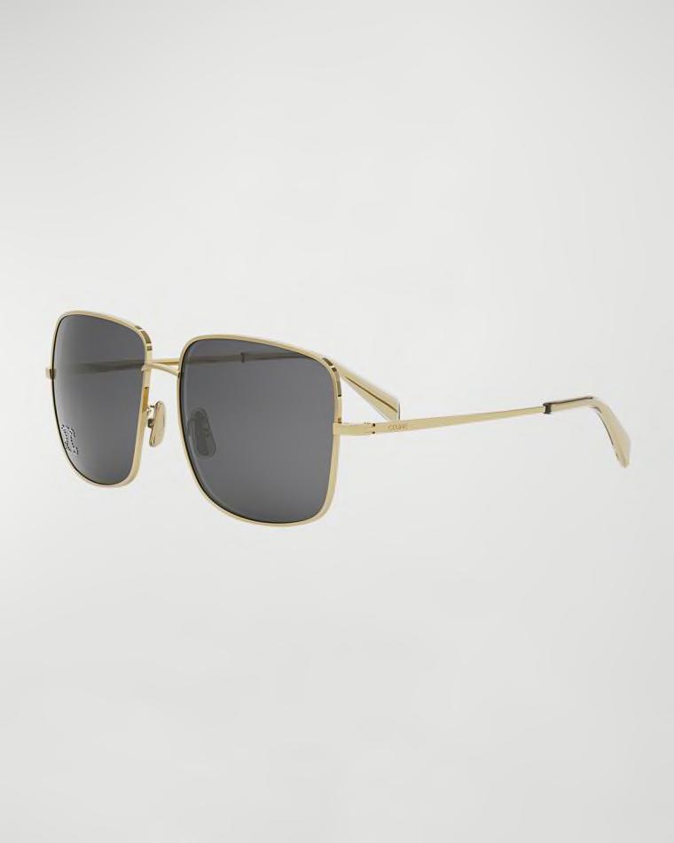 Embellished Triomphe Metal Square Sunglasses by CELINE