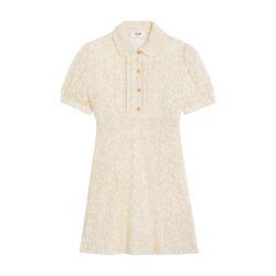 Embroidered babydoll mini dress in tulle by CELINE