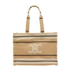 Large cabas Thais in striped textile with Triomphe by CELINE