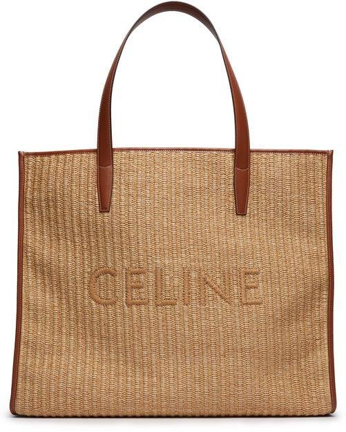 Large cabas  in raffia effect textile with Celine embroidery by CELINE