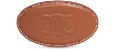 Leather Triomphe hair clip in calfskin and steel by CELINE