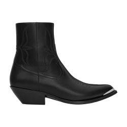 Leon zipped boot with metal toe in shiny calfskin by CELINE