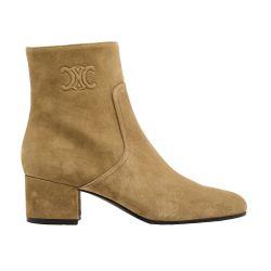 Les Bottes Celine Triomphe zipped boots in suede calfskin by CELINE