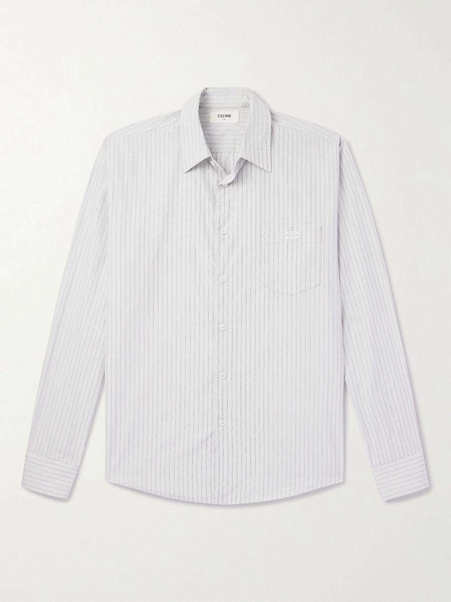 Logo-Embroidered Striped Cotton-Poplin Shirt by CELINE