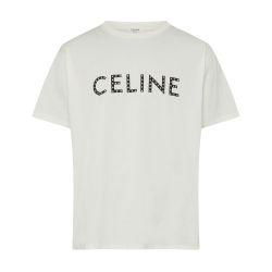 Loose Celine cotton jersey t-shirt with rhinestones by CELINE