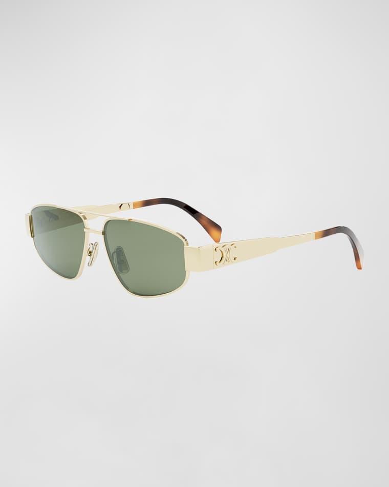 Men's Triomphe Pilot Metal Sunglasses by CELINE