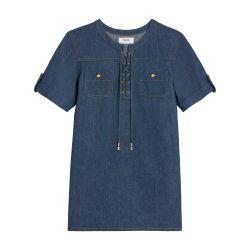 Mini dress in dark ocean wash denim by CELINE