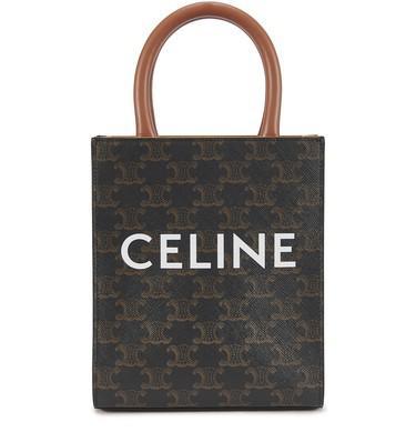 Mini vertical cabas in Triomphe canvas and calfskin by CELINE