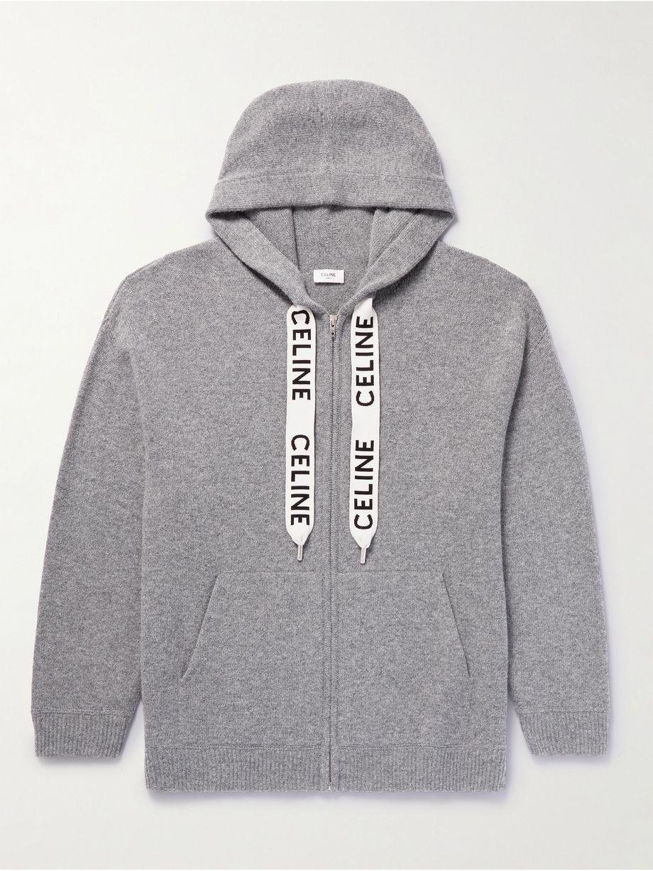 Oversized Logo-Print Wool and Cashmere-Blend Zip-Up Hoodie by CELINE