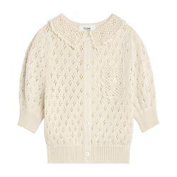 Pointelle cotton cropped cardigan by CELINE