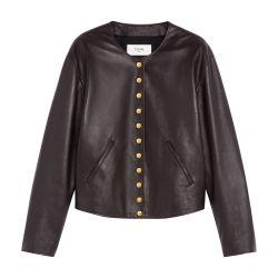 Pure collar jacket with snap buttons in soft lambskin by CELINE