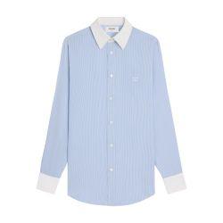Romy in striped silk shirt by CELINE