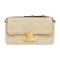 Shoulder bag claude in shearling with Triomphe embroideries by CELINE