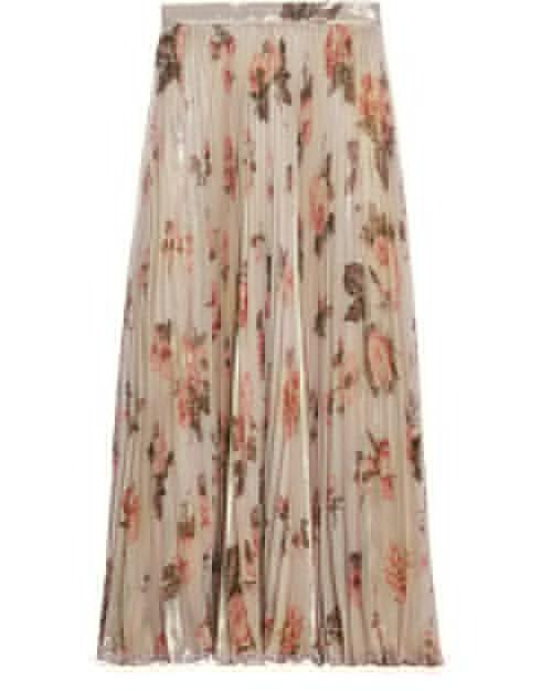 Skirt with sunburst pleats in silk lamé by CELINE