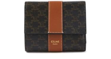 Small trifold wallet in Triomphe canvas and lambskin by CELINE