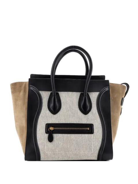 Tricolor Luggage Bag Canvas and Leather Micro tote bag by CELINE 