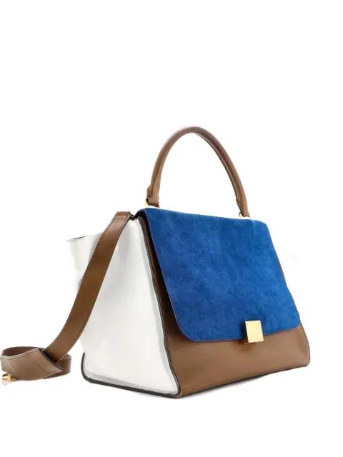Tricolor Trapeze Bag Suede Medium satchel by CELINE 