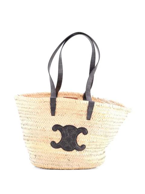 Triomphe Basket Raffia with Leather Large shoulder bag by CELINE 
