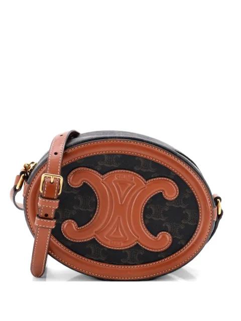 Triomphe Oval Triomphe Coated Canvas and Leather crossbody bag by CELINE 