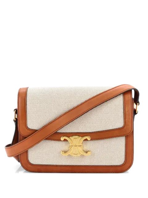 Triomphe Shoulder Bag Canvas with Leather Medium crossbody bag by CELINE 