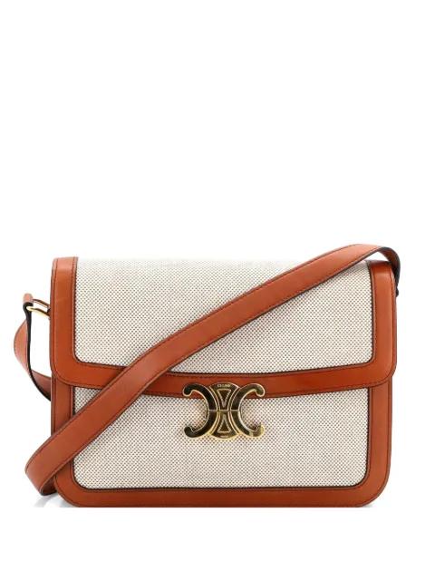 Triomphe Shoulder Bag Canvas with Leather Medium crossbody bag by CELINE 