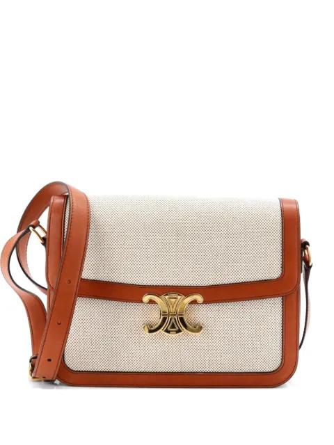Triomphe Shoulder Bag Canvas with Leather Medium crossbody bag by CELINE 