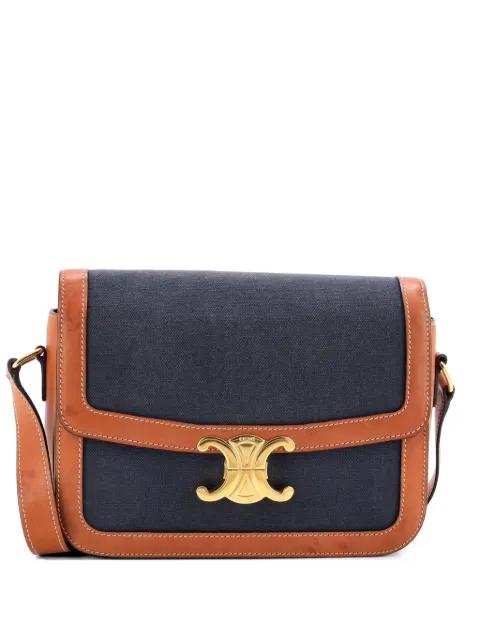 Triomphe Shoulder Bag Canvas with Leather Medium crossbody bag by CELINE 