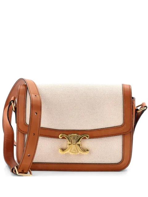 Triomphe Shoulder Bag Canvas with Leather Medium crossbody bag by CELINE 