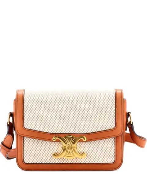 Triomphe Shoulder Bag Canvas with Leather Teen crossbody bag by CELINE Triomphe Shoulder Bag Canvas with Leather Teen crossbody bag by CELINE