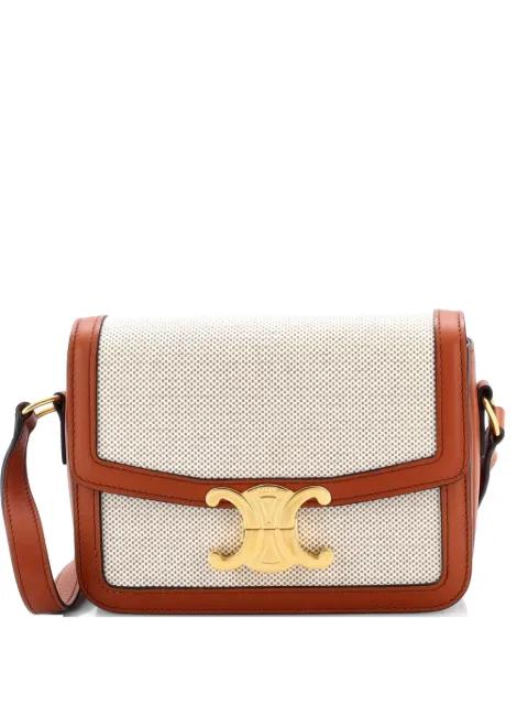 Triomphe Shoulder Bag Canvas with Leather Teen crossbody bag by CELINE 