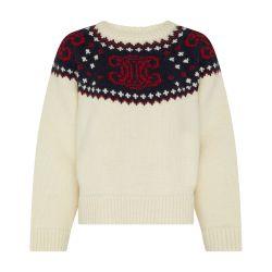 Triomphe crew neck sweater in Fair Isle wool by CELINE