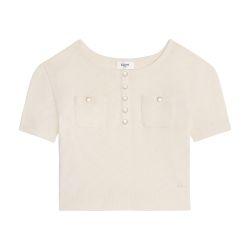 Triomphe crop top in jersey pointelle by CELINE
