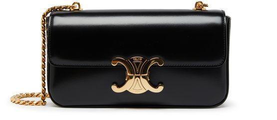 Triomphe shoulder bag in shiny calfskin with chain by CELINE