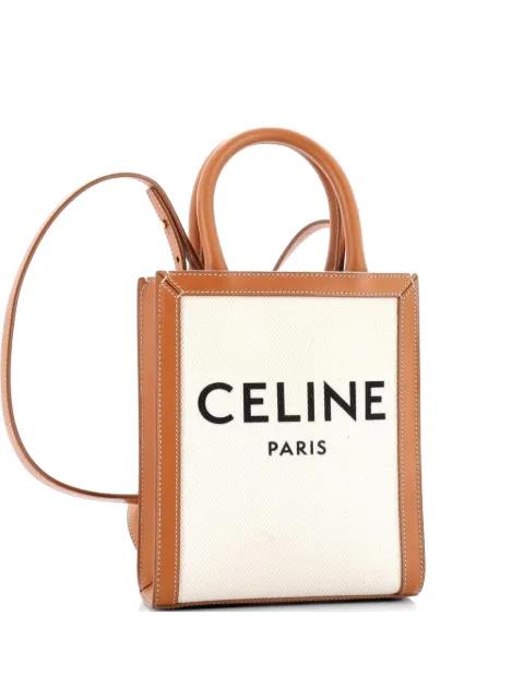 Vertical Cabas Canvas with Leather Mini tote bag by CELINE 