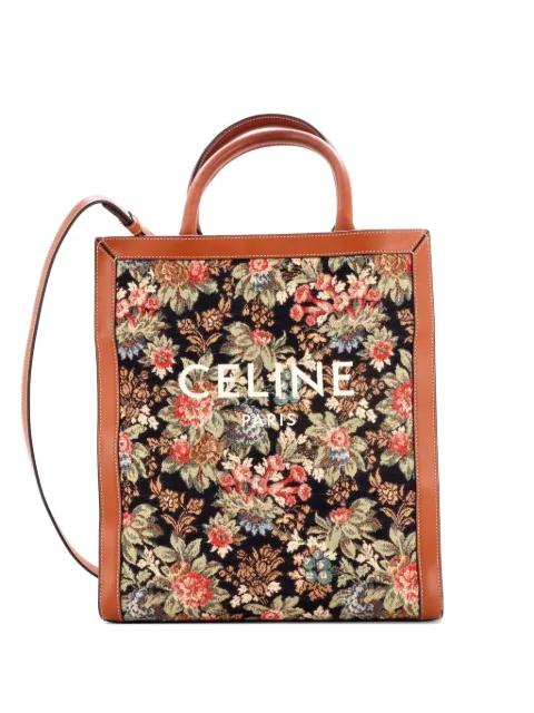 Vertical Cabas Floral Jacquard with Leather Small tote bag by CELINE 