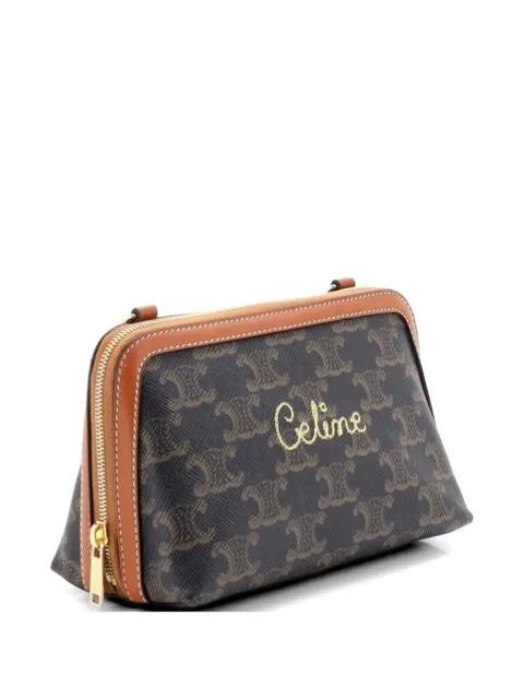 Zip Around Chain Clutch Embroidered Triomphe Coated Canvas shoulder bag by CELINE 