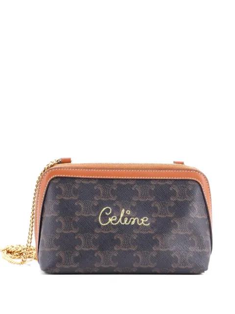 Zip Around Chain Clutch Embroidered Triomphe Coated Canvas shoulder bag by CELINE 