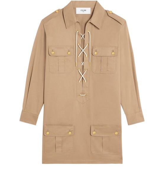 "saharienne" mini dress in cotton linen by CELINE