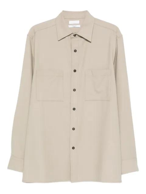 chest-pocket button wool shirt by CELLAR DOOR
