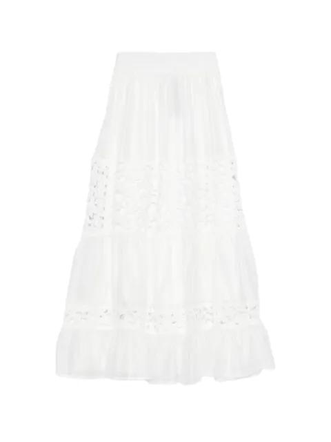 crochet-trim tiered skirt by CENERE GB