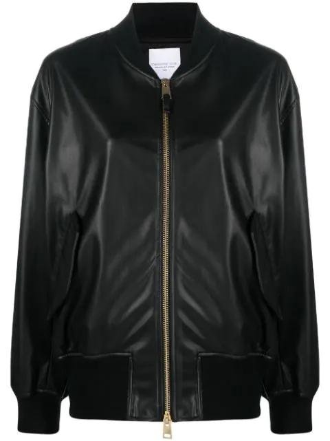 faux-leather zip-up jacket by CENERE GB