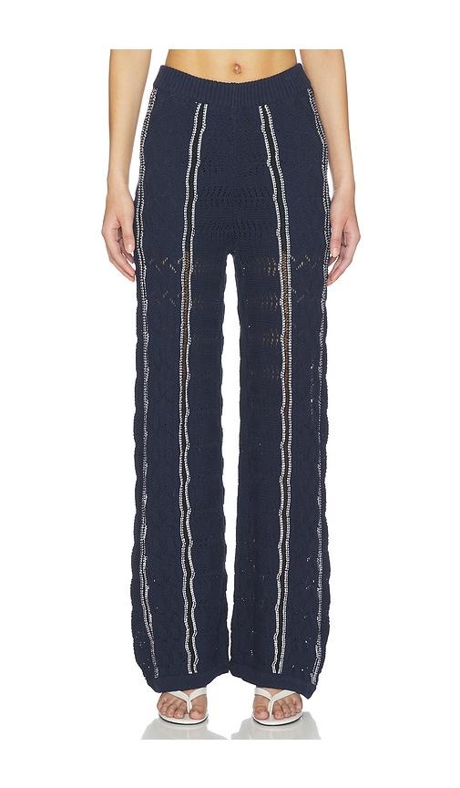 Central Park West Amber Novelty Stitch Sweater Pant in Navy by CENTRAL PARK WEST