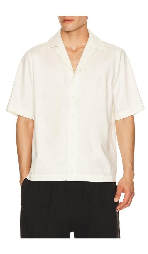 Central Park West Anderson Paisley Embroidered Button Down Shirt in White by CENTRAL PARK WEST